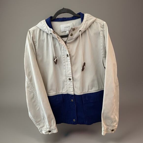 J Crew Men’s Nautical Color Block Jacket Sz M Canvas Beach Boating - Picture 1 of 6